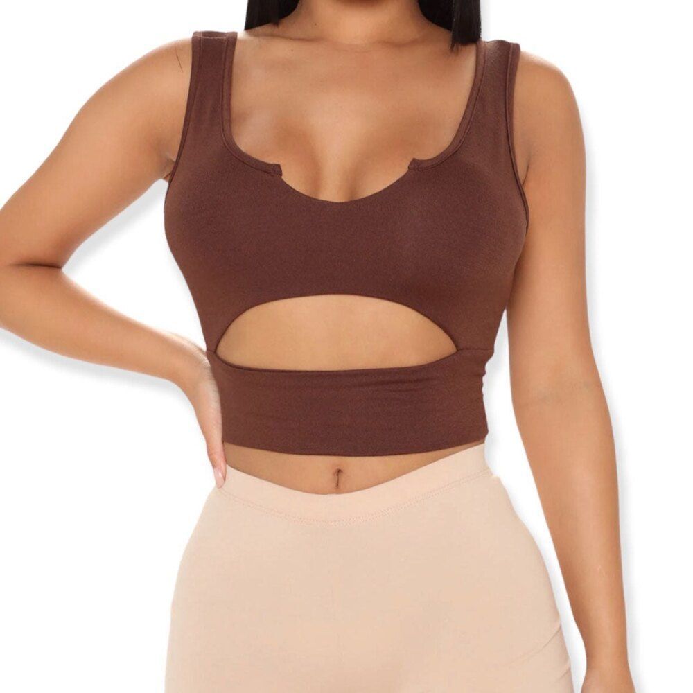 Fashion Nova Can I Cut In Dark Brown Crop Top